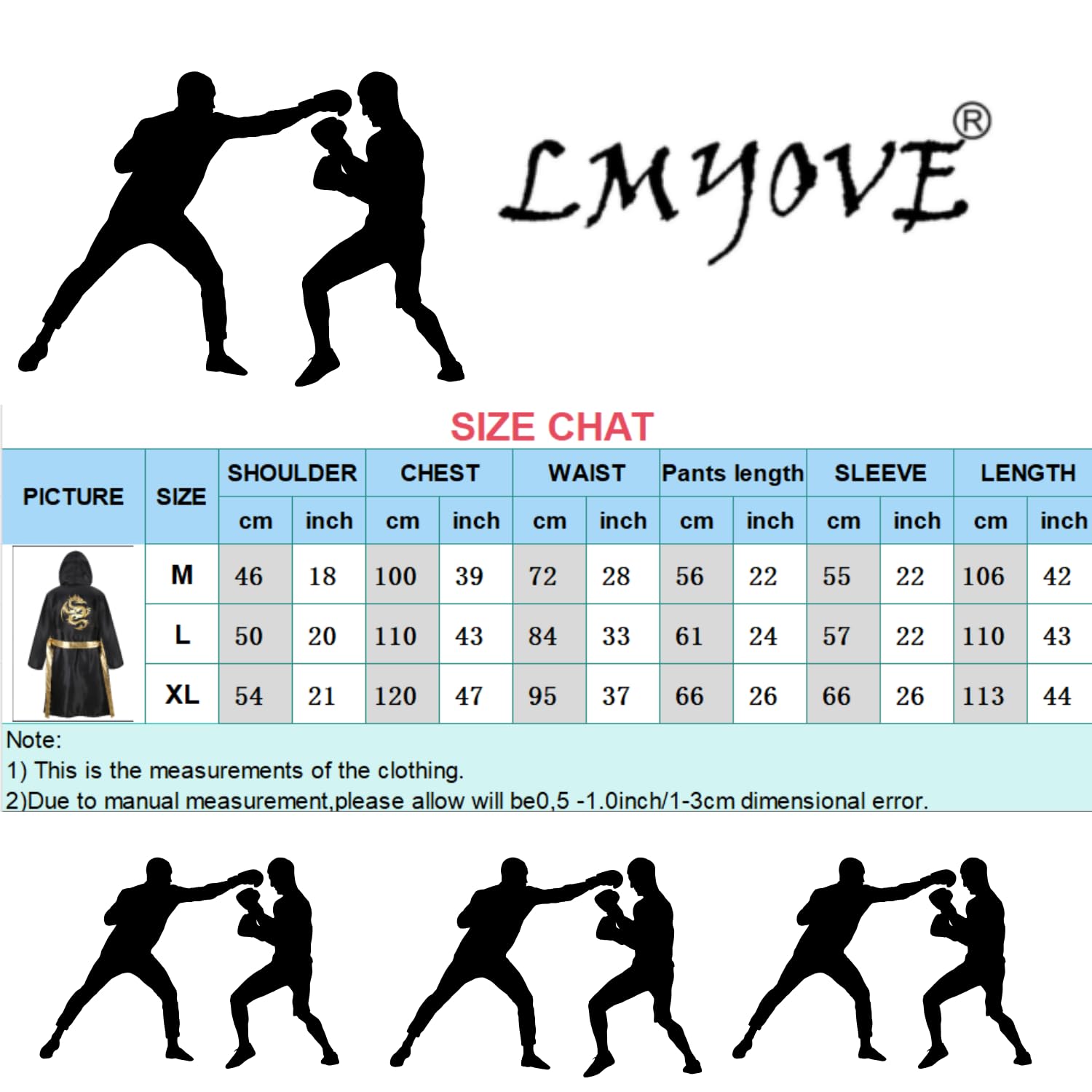 LMYOVE Peignoir de boxe en satin épais pour homme avec capuche et short - Fournitures de fête