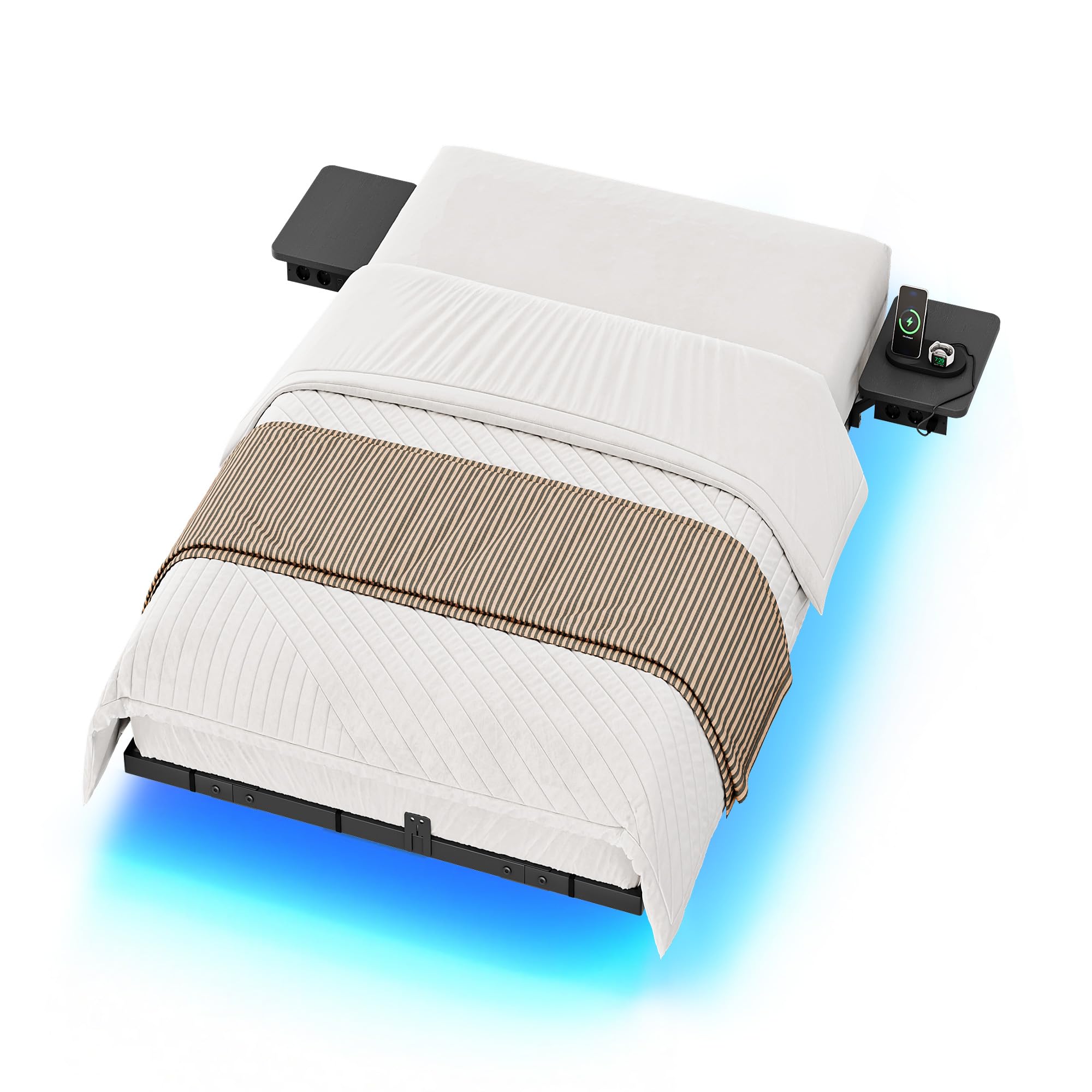 YITAHOME Bett LED mit USB-C Ladestation Kopfteil ohne Matratze 120x200CM
