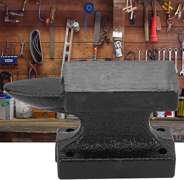 Cast Iron Anvil Single Horn, Portable Blacksmith Anvil for Jewelry Making and Metal