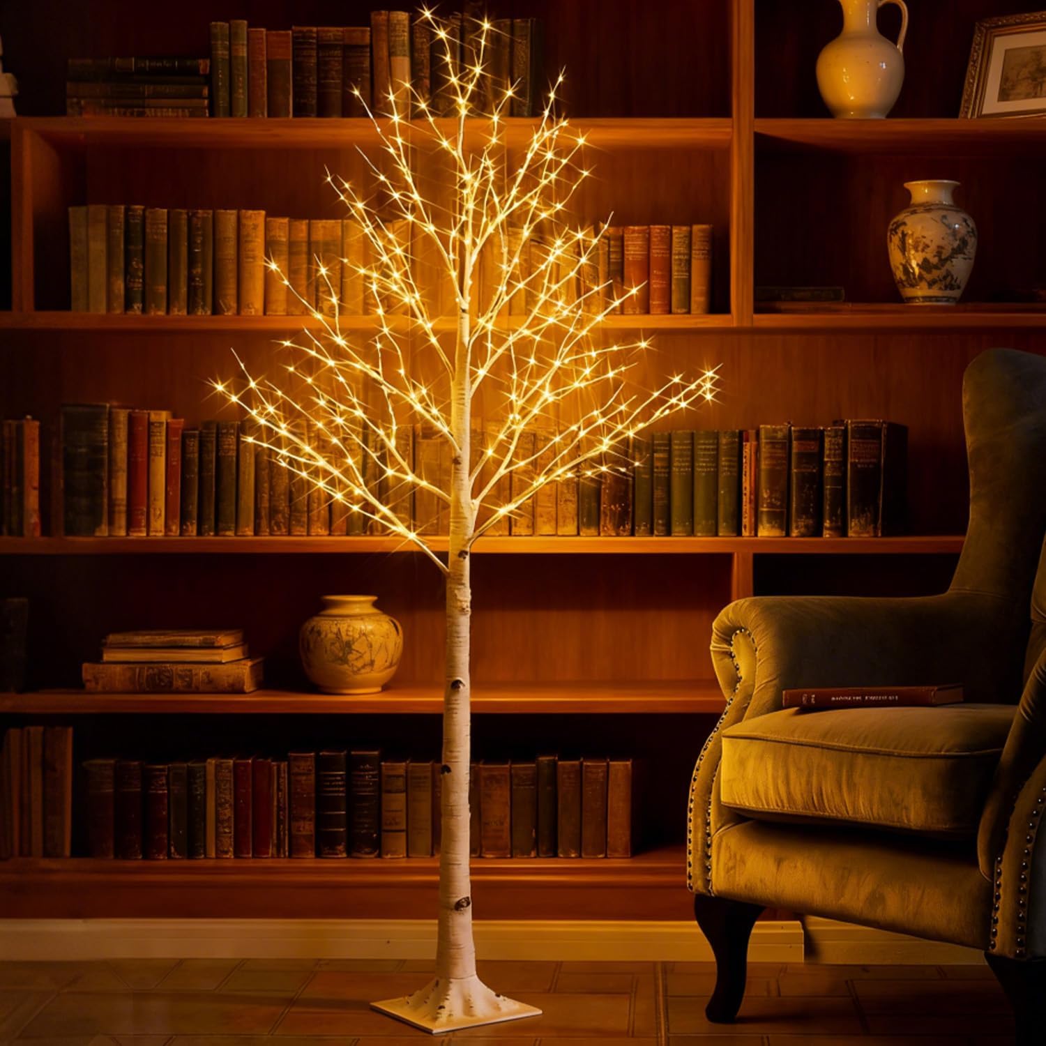 Fudios Lighted Birch Trees for Decoration 6FT Light up 330 LED Faux White Tree Plug in Artificial White Christmas Decor for Home Inside Xmas Wedding Party Gift Outdoor