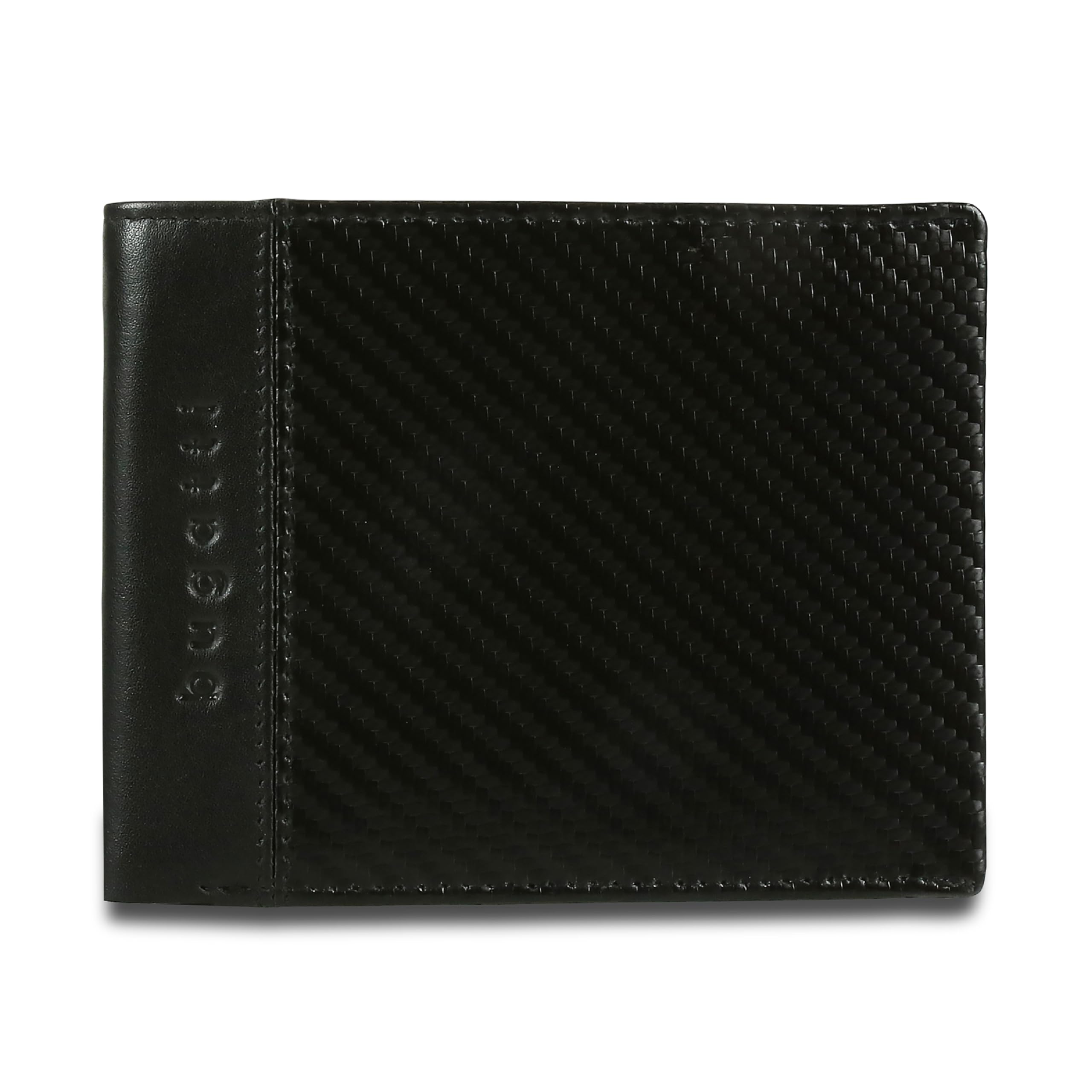 bugatti Comet Cartera RFID Hombre Piel Carbono con Monedero - Negro