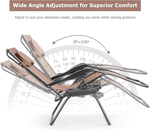Miniatura 4 de S Afstar Silla de gravedad cero con toldo de sombra, reclinable para patio, piscina, jardín, interior y exterior, silla de salón plegable con