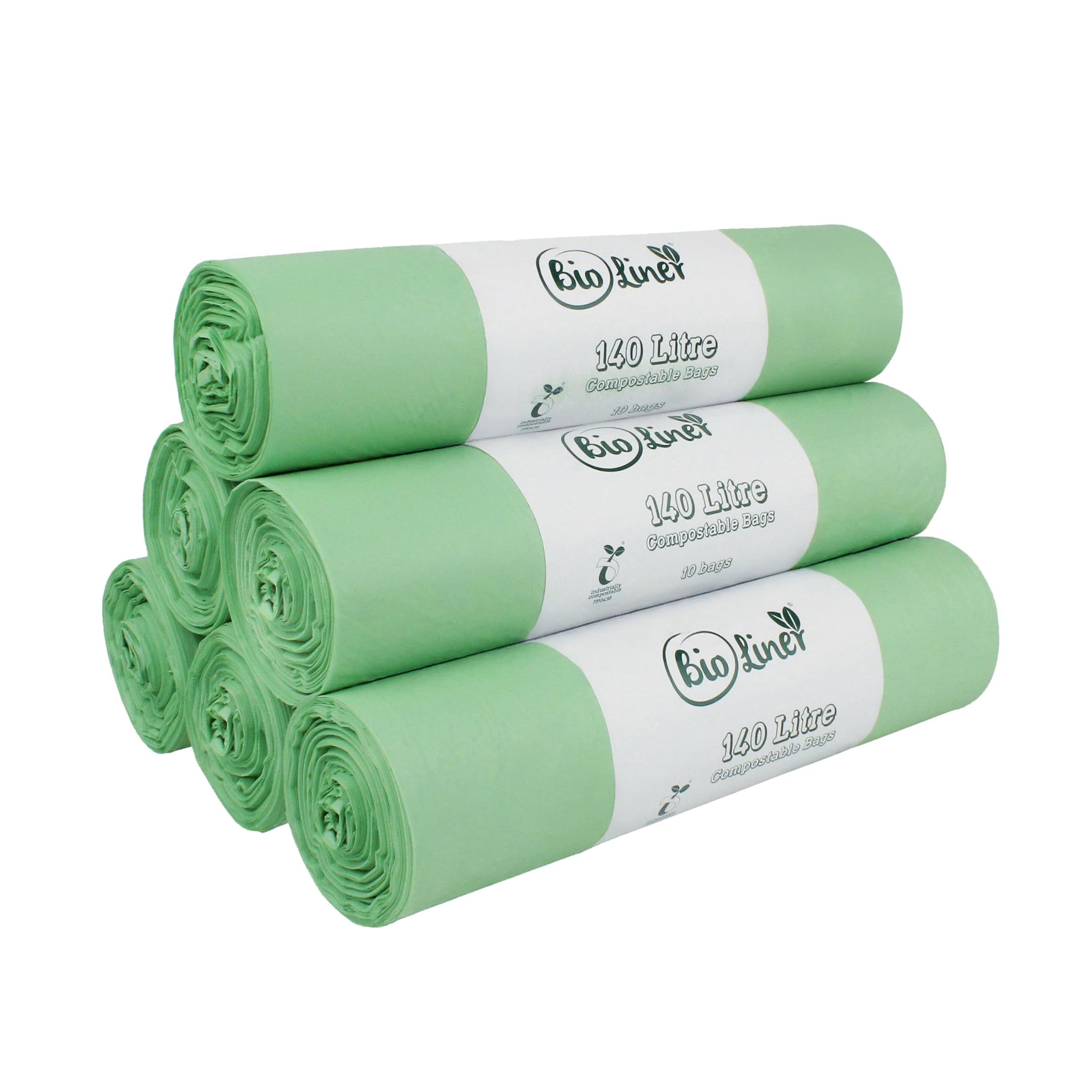 140 Litre x 60 Bags BioLiner Compostable Wheelie Bin Liner - Biodegradeable Sacks/Liners - EN 13432 - Compostable 140L Bags with Composting Guide