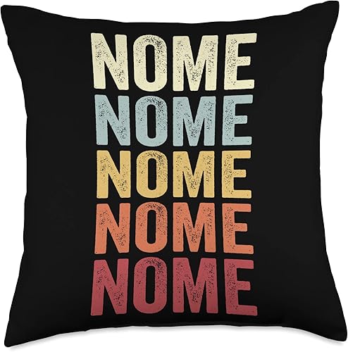Nome Alaska Nome AK Retro Vintage Text Throw Pillow, 18x18, Multicolor