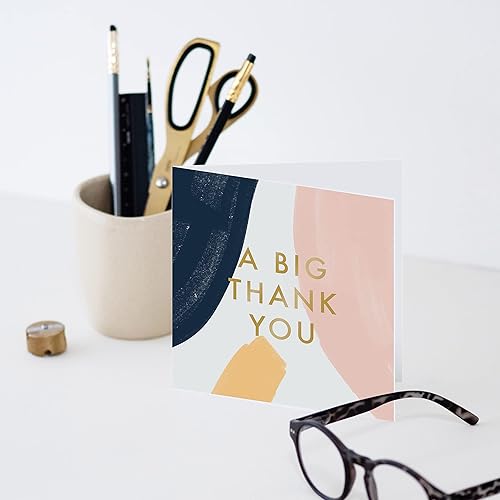 Miniatura 3 de Old English Co. A Big Thank You Card - Tarjeta de agradecimiento elegante de lámina dorada para ella y él, tarjeta Just Because para hombres y