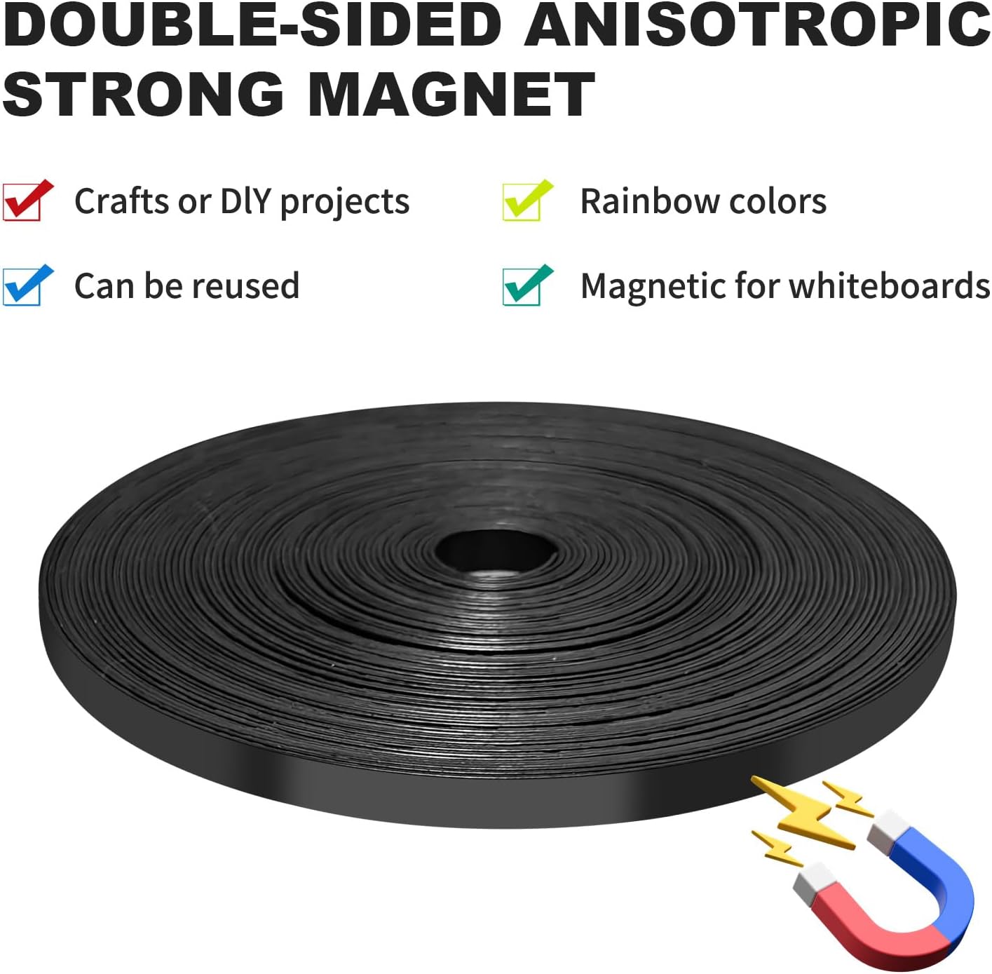 Magnetic Whiteboard Border Strips - 6 Rolls, 1/5 inch x 30 feet Thin Magnetic Strips for Classroom Whiteboard Dividers, Reusable Magnet Borders for Office, School, and Art Marking Lines(Mixed Colors)
