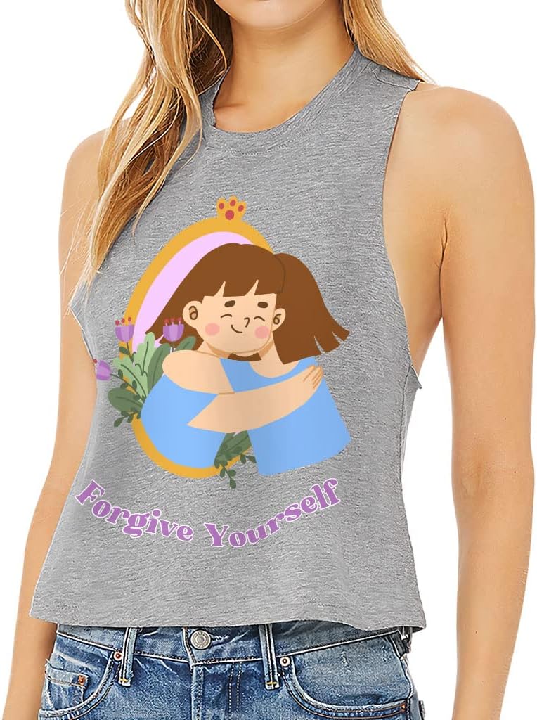 Forgive Yourself Racerback Cropped Tank - Cute Women's Tank - Graphic Tank Top