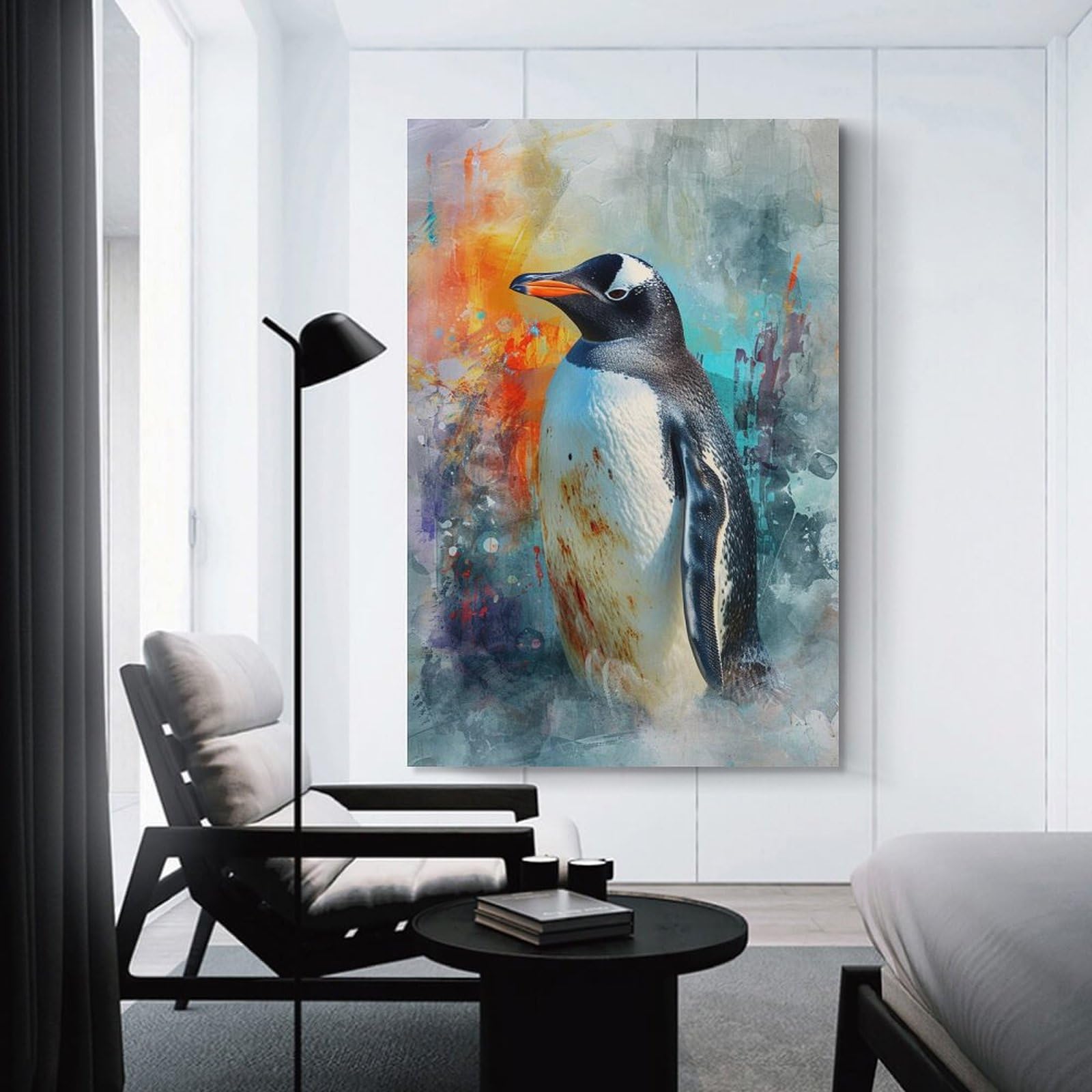 Amazon.co.jp: 絵画 かわいいペンギンの水彩画インテリア 絵画