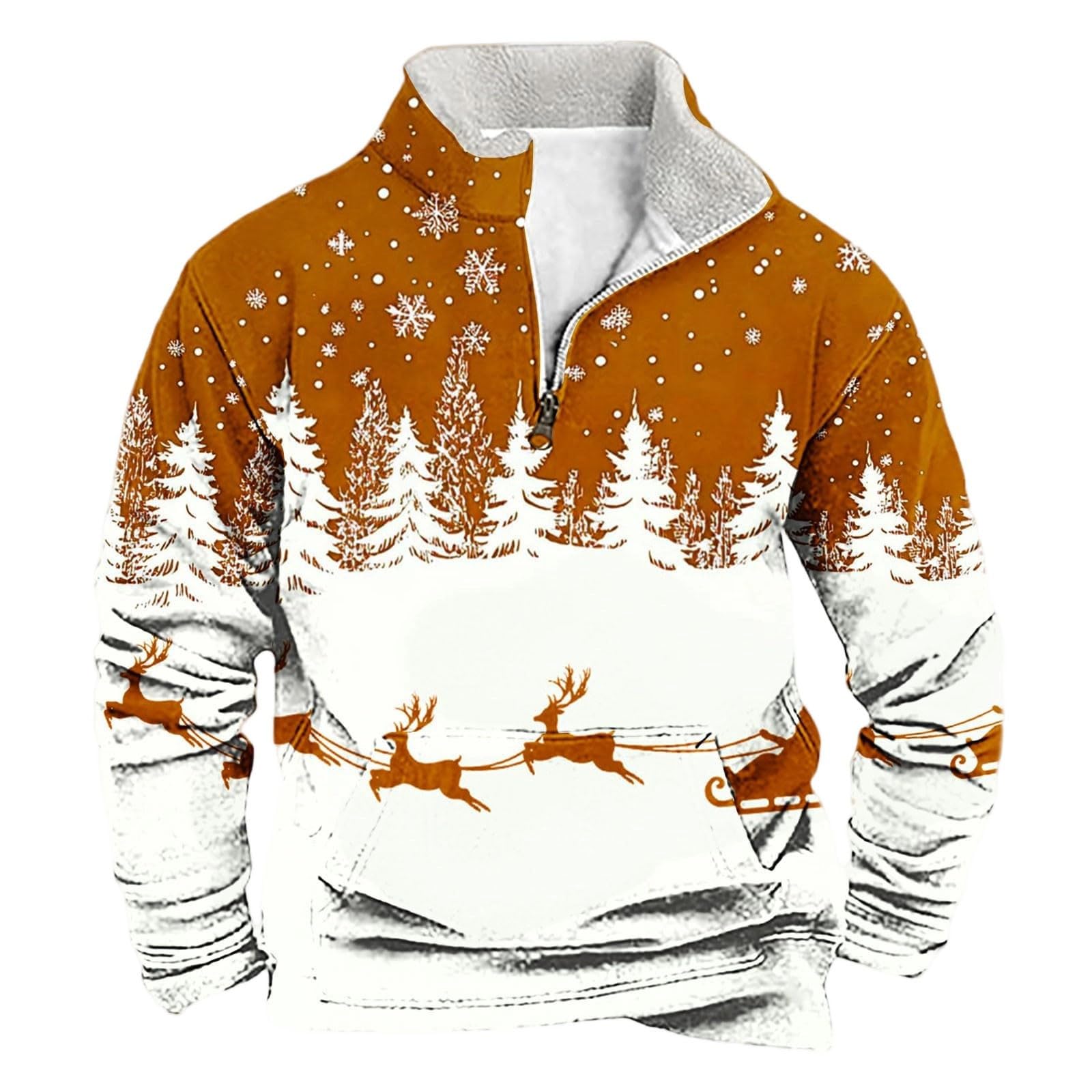 Generico Felpa Natale Uomo Mezza Zip e Collo Alto in Pile Generico Felpa Natale Uomo Mezza Zip e Collo Alto in Pile