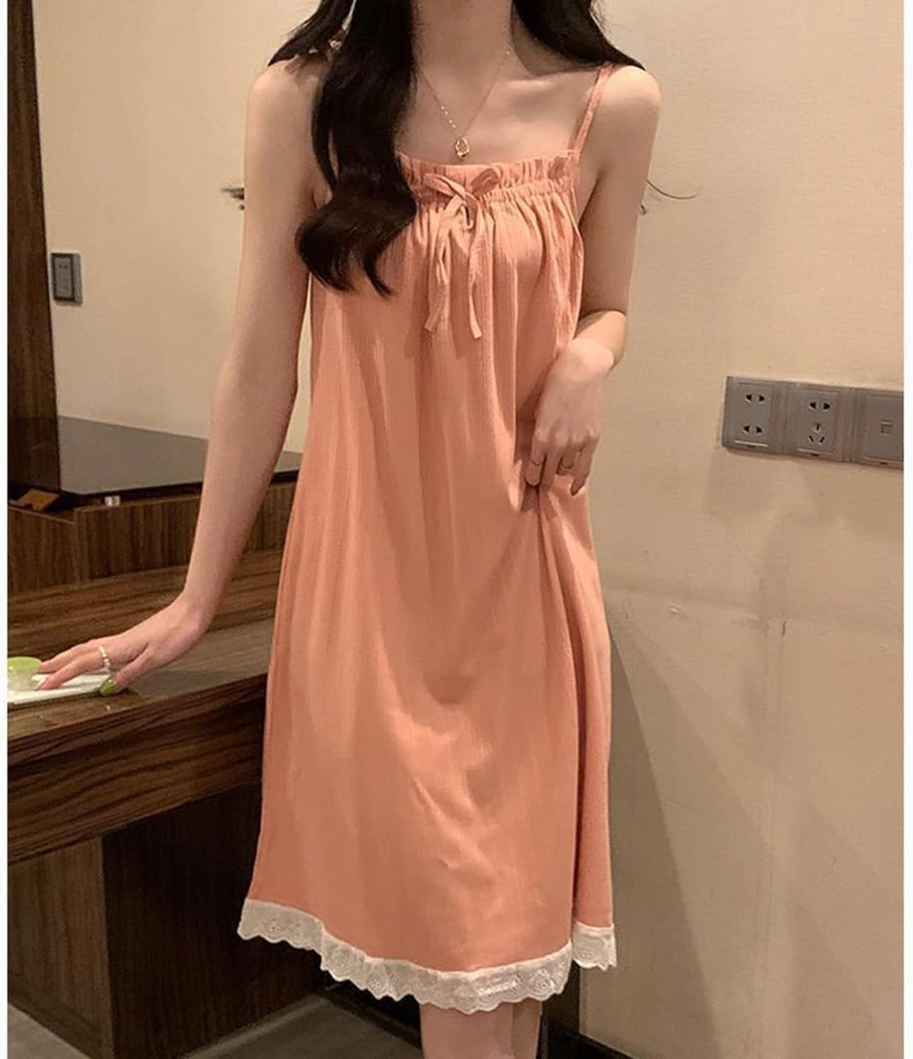 [GUREITOJP] 夏 ネグリジェ 綿100% ノースリーブ ナイトウェア フリル 部屋着 寝間着 ルームウェア ワンピース パ