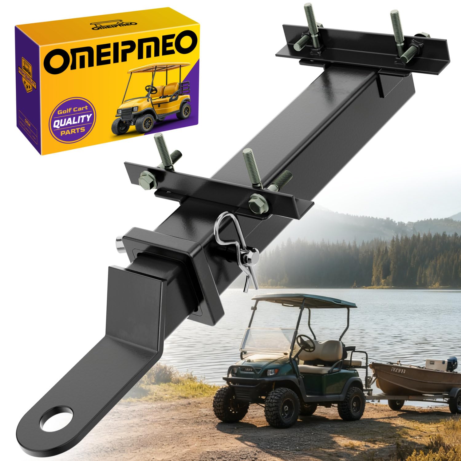 Golf Cart Trailer Hitch Kit, Heavy Duty Trailer Hitch with 2 Inch Receiver, Universal Golf Cart Tow Hitch for Club Car, EZGO, Yamaha and Other with