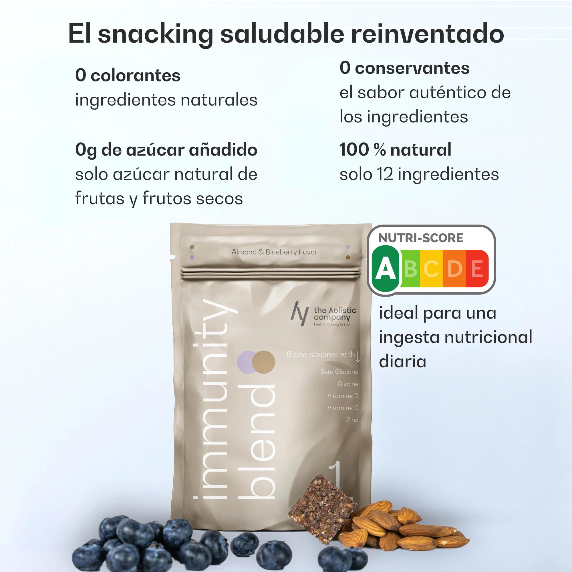 6 Bouchées Protéinées Amande et Myrtille | Snack Sain Riche en Proteine Vegetale, Vitamine C & D, Zinc| Barre Protéinée Aux Amandes |Pre Workout Multivitamines Minéraux Keto Sans Sucre Ajouté 6 x 10gr