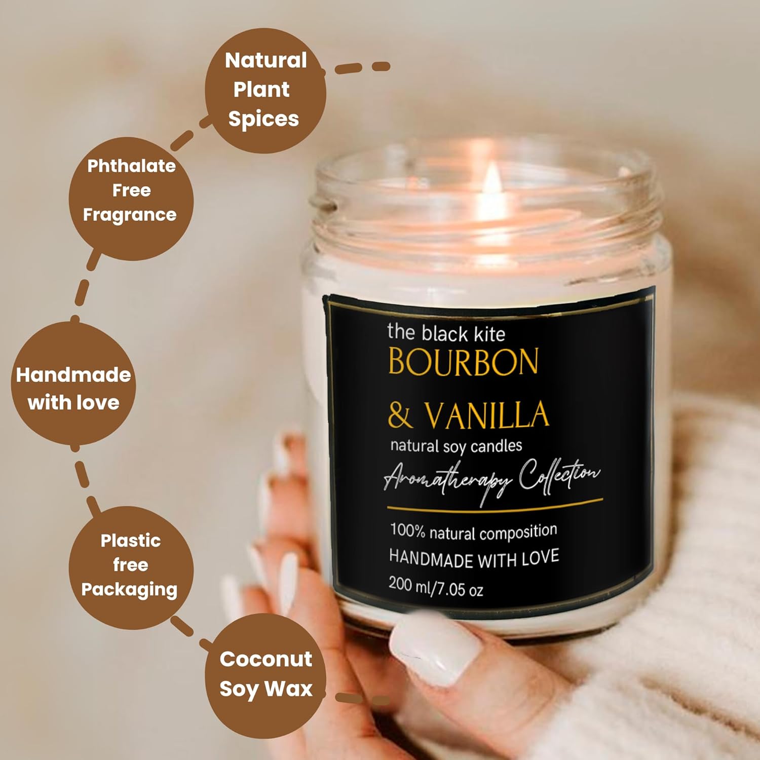 The Black Kite Soy Wax Scented Candles | Borboun & Vanilla Fragrance | Burn-time 50-60 Hours | 450gm | Handpoured in Small Batches | Organic Soy Wax Candle offers donot miss 2 The Black Kite Soy Wax Scented Candles | Borboun & Vanilla Fragrance | Burn-time 50-60 Hours | 450gm | Handpoured in Small Batches | Organic Soy Wax Candle offers donot miss