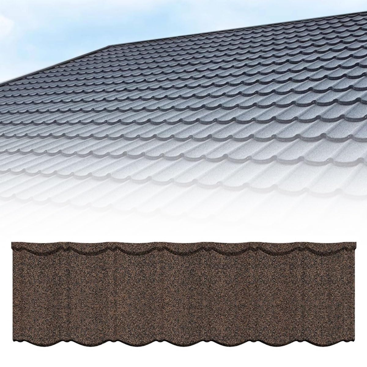 Metal Roofing Shingles 52.7" x 16.5", Corrugated Galvanized Steel Roofing Panels, Architectural Roof Tiles for Outdoor Storage Shed, Garage, Barn, Carport, Waterproof Roof Cover(F)