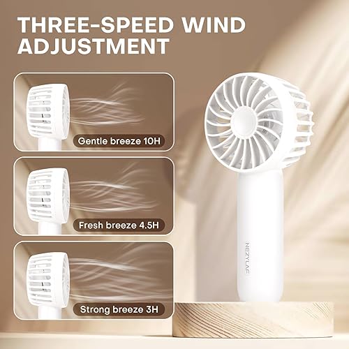 Miniatura 2 de Nezylaf Mini ventilador de mano, ventilador portátil recargable con 3 velocidades, accesorio de verano esencial de viaje para mujeres ventilador de