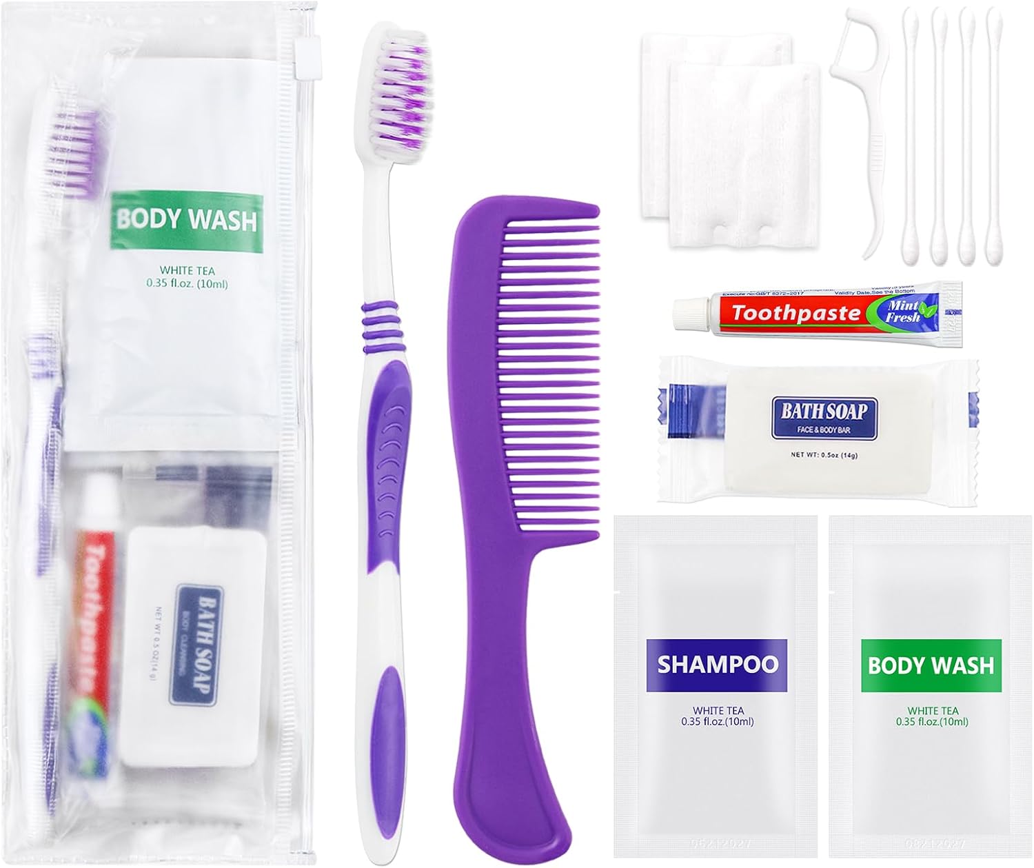 Pack of 50 Hygiene Kit, Toiletry Kit Bulk, Individually Packed, Travel Disposable Hygiene Kit, Homeless Care Package Supplies,Suitable for Hotel, Camping, Travel