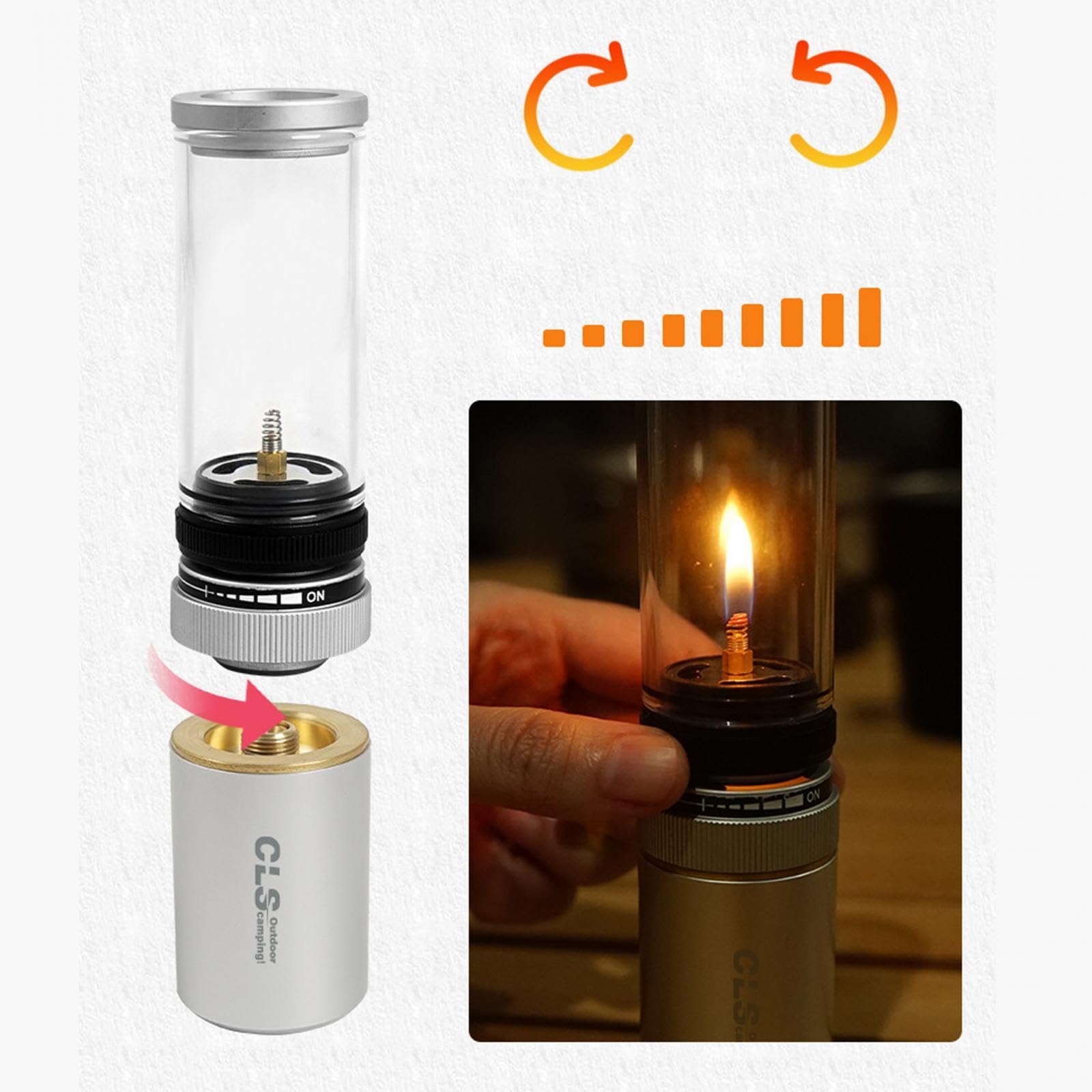 Set di 5 lampade per serbatoio di gas per esterni, illuminazione da campeggio, per escursioni, arrampicata, picnic, colore nero