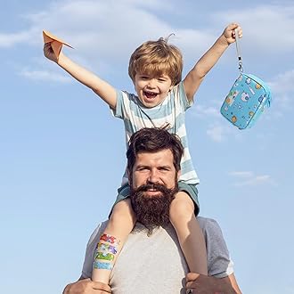 Kids First Aid Kit - 113 Pc. Mini Toddler Kit for Car, Home, Purse & Diaper Bag - Customized Bandaids, Bandages - TSA-Approved Travel Size