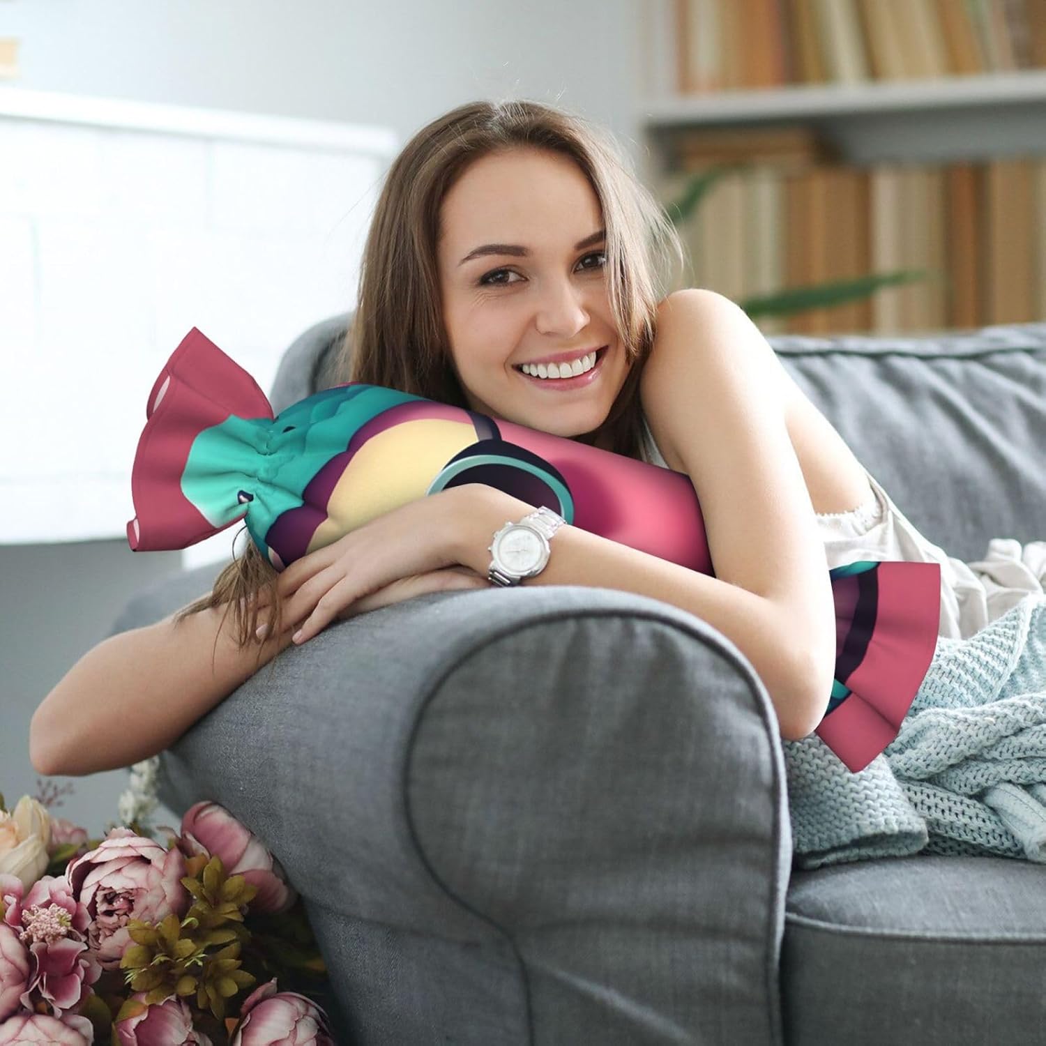 Cute Pig Print Candy Cylindrical Comfortable Pillow Throw Pillows Home Decor Easy Maintenance