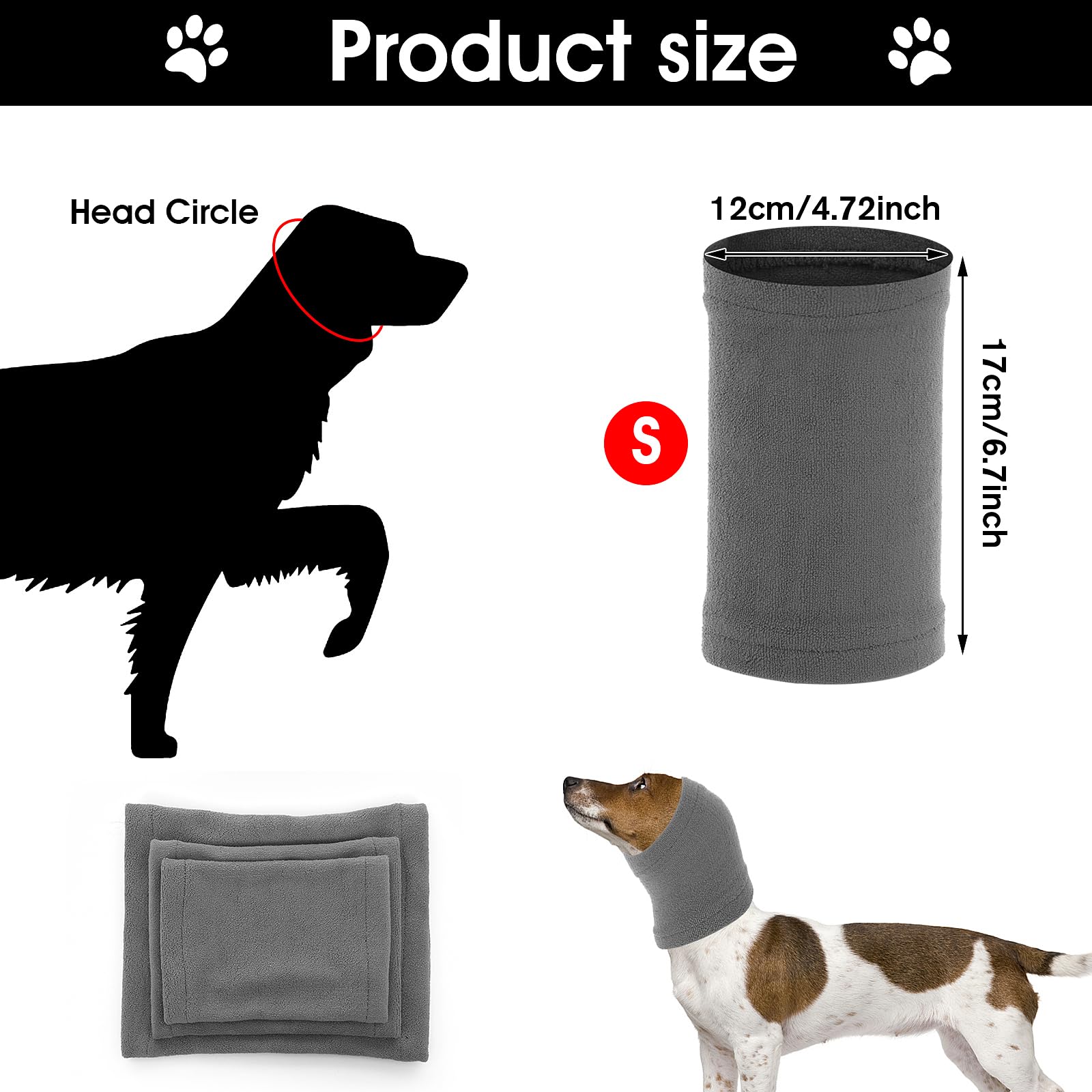 Snood Per Cani Antirumore Grigio Taglia L - Paraorecchie Scaldacollo Per Ansia E Freddo - Foto 10