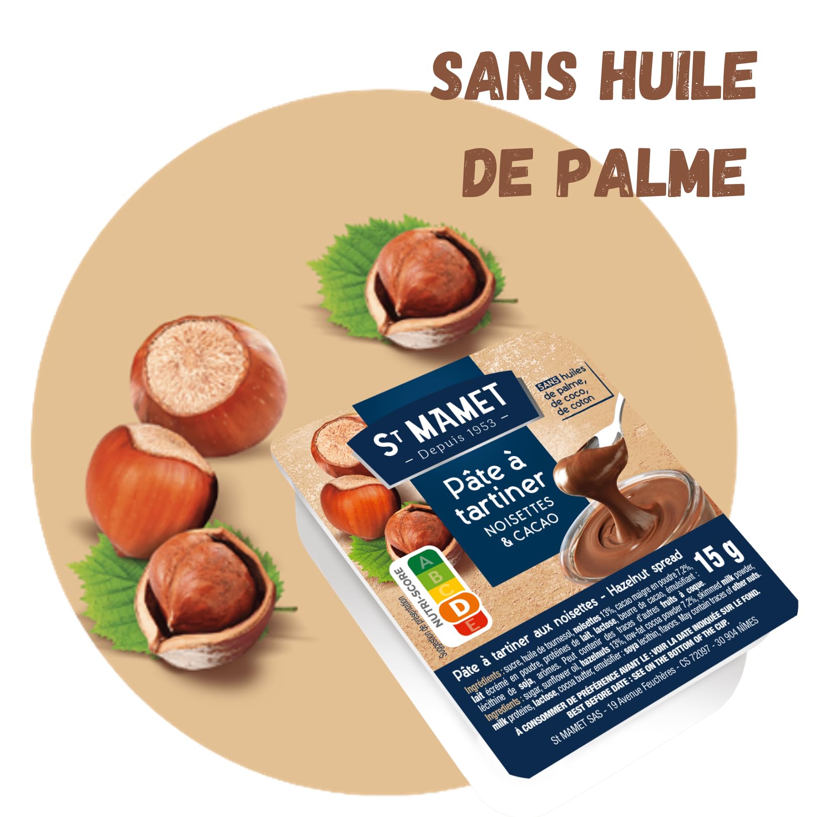 St MAMET/LUNE DE MIEL | 80 barquettes individuelles de Pâte à Tartiner, Confiture de Fraise & Abricot et Miel | Pour varier les plaisirs au petit-déjeuner