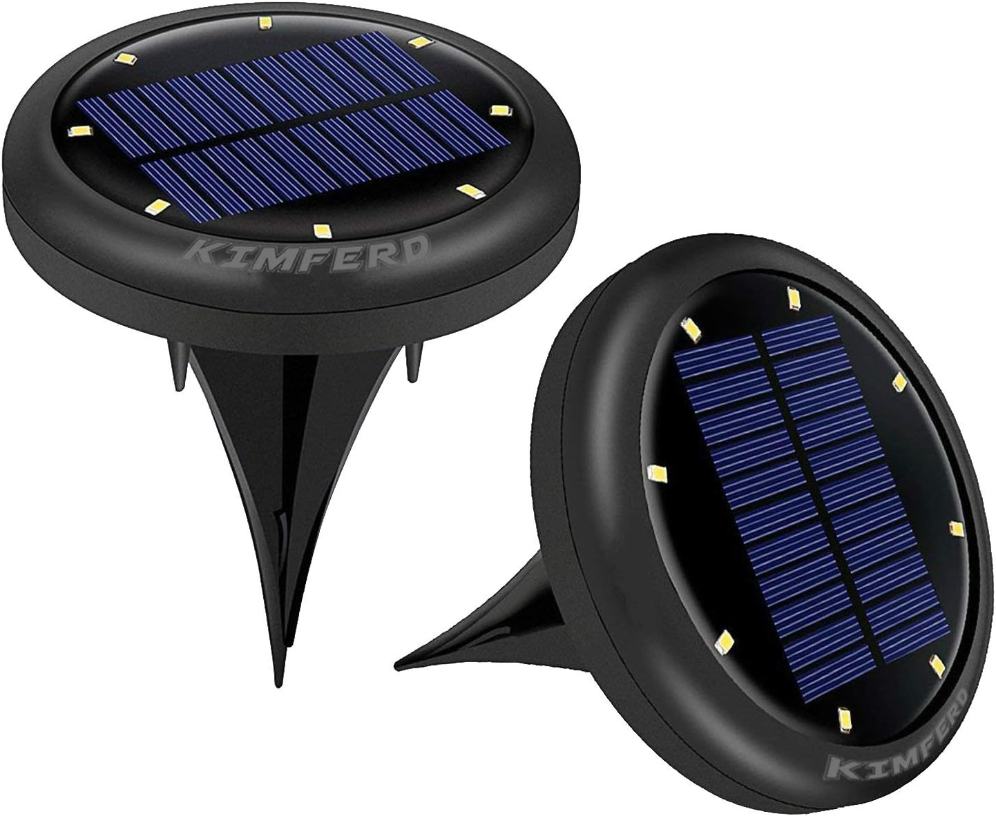 Solar Garden Light,Kimferd Solar Ground Lights Waterproof Patio Light with Dark Sensing for Lawn Pond Pathway Yard Driveway Walkway Pool Area, Black (2 Pack)