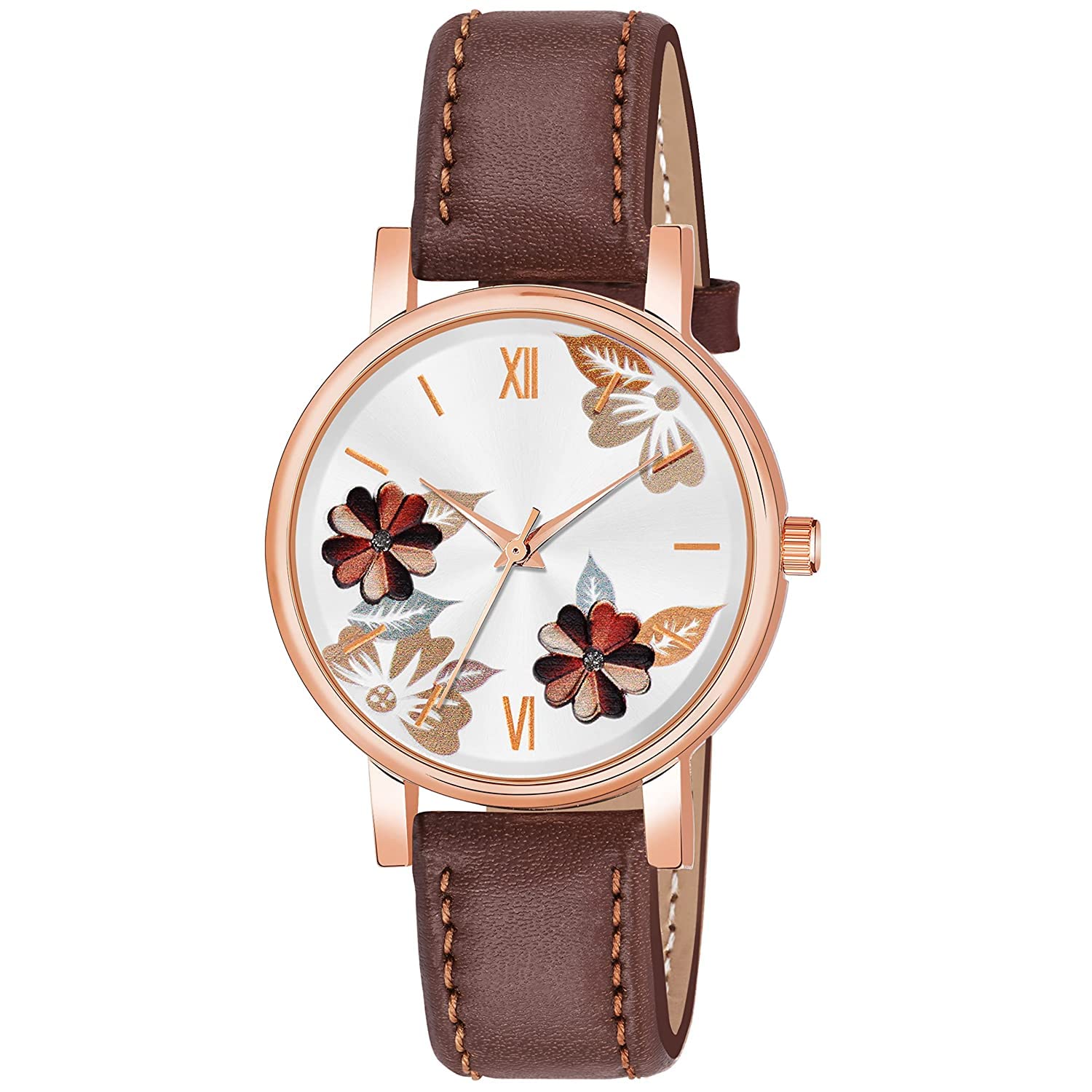 Talgo Alluring Analogue Brown Dial Brown Leather Strap Graceful Stylish Wrist Watch for Women, Pack of 1 - FSL-BRW-FLW-D-BRW-L (B0C1T83DJP) Amazon Price History, Amazon Price Tracker