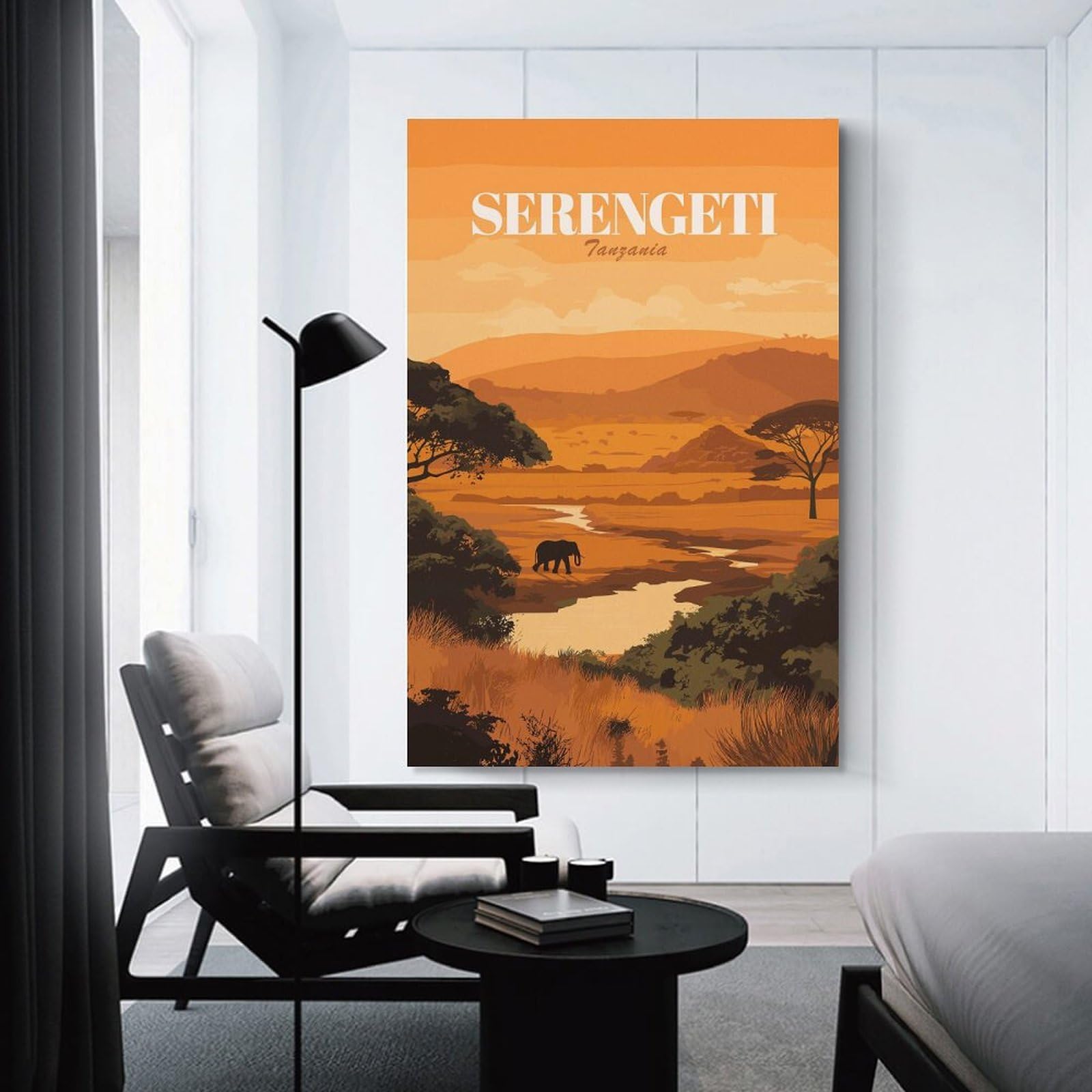 Junmoney Serengeti National Park Vintage Canvas Wall Art, 24x36inch(60x90cm), for Wall Displays, Bedrooms Or Room Updates, Ideal for Building A Coordinated Art Wall