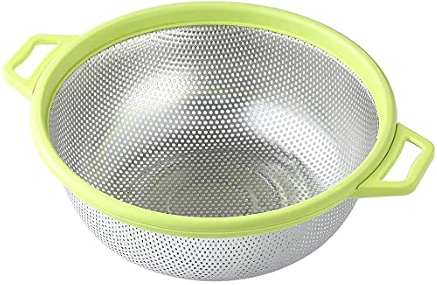 Smart Mart Stainless Steel Rice Colander Sieve with Handle, Strainer for Pasta, Spaghetti, Vegetable, Fruits, Noodles, Salads, basket, 21cm Kitchen Food Mesh Colander Dishwasher Safe (Pink) (Green)