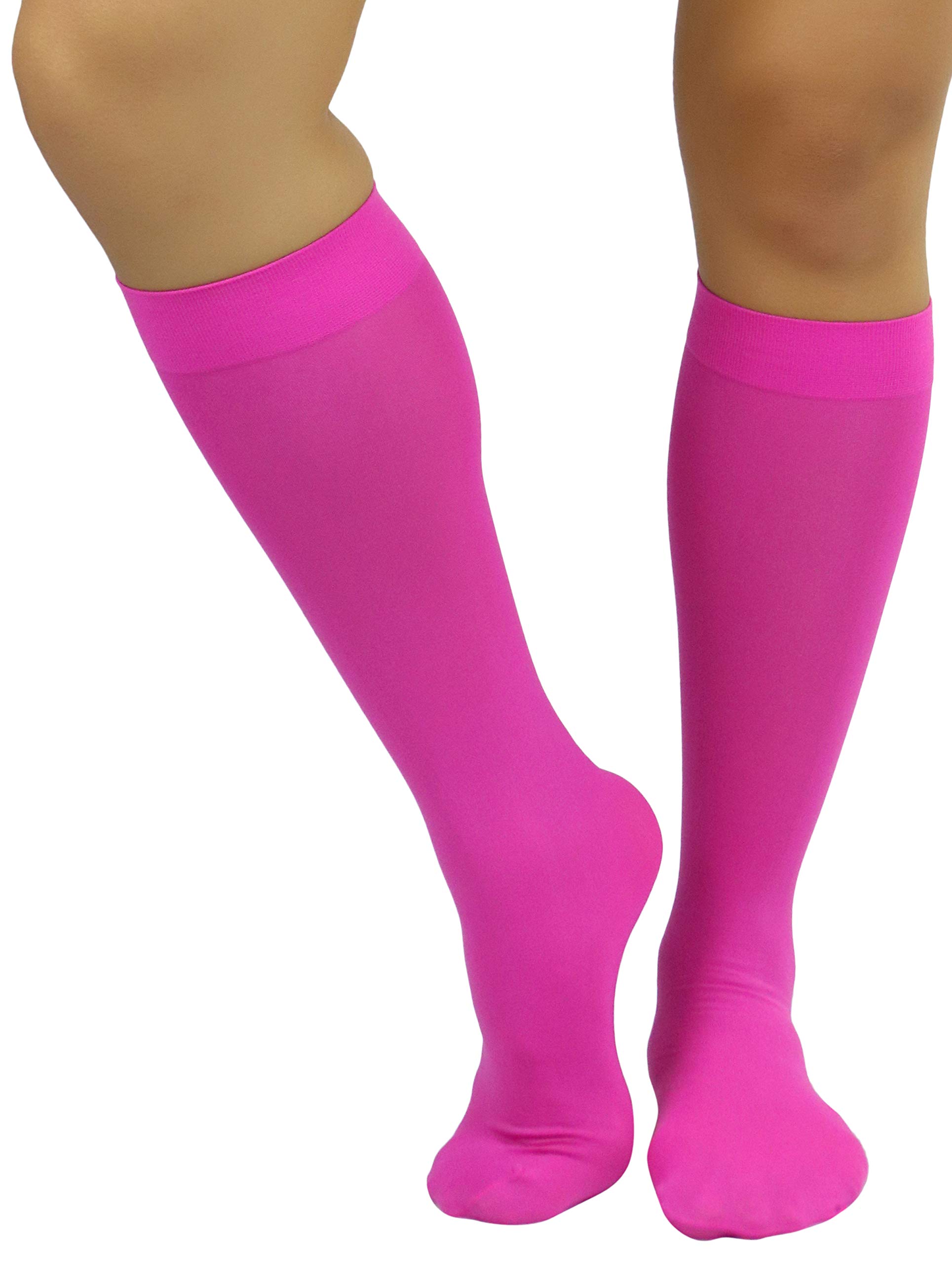 ToBeInStyle Women’s Opaque Knee High Nylon Fashion Socks Solid &amp; w/Front Satin Bow