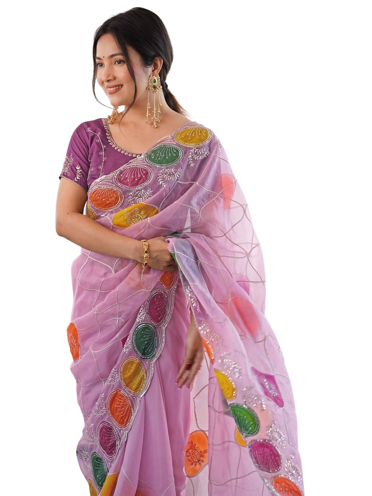 siril Women's Tissue Silk Embroidered Saree with Unstitched Blouse Piece-picture-26