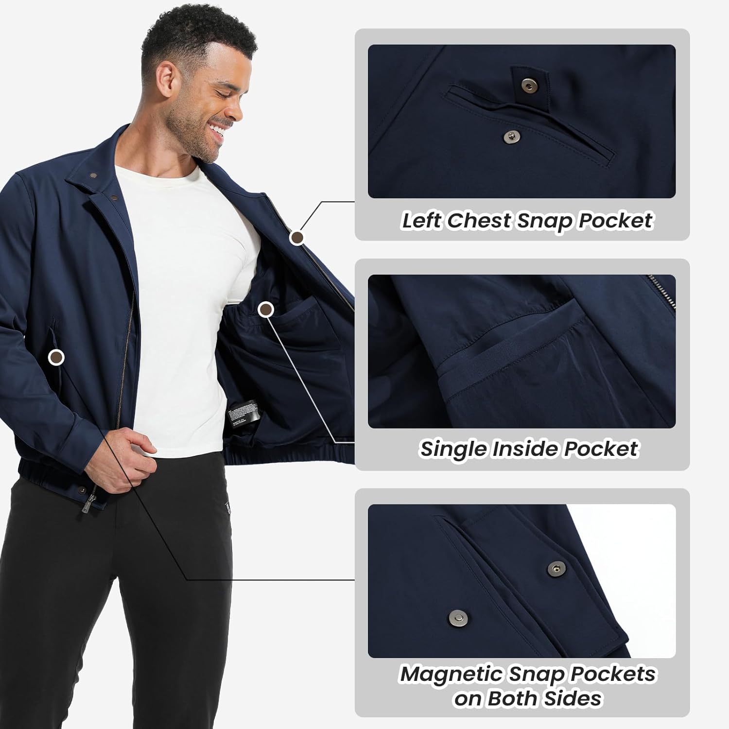 Men's Military Jackets Lightweight Multi Pockets Magnetic Buckle Jacket Spring Outdoor Coats - Image 3