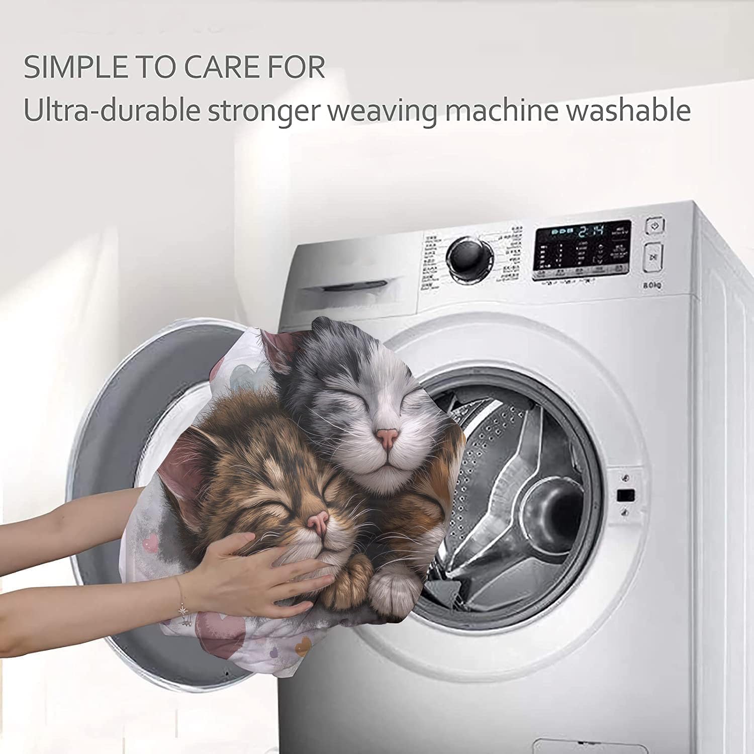 Trapunta Letto Singolo 4 Stagioni Piumone per Bambini, Cartone Animato Tre Gatti Leggero Carini Animali Set di Biancheria da Letto 140x200cm con 1 Federe,Piumino Lavabile In Lavatrice