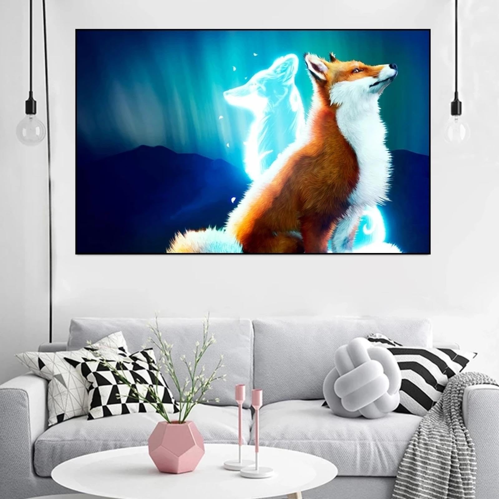 BMGKYAGL Pop Game Spirit Soul of the North Fox Art Canvas Painting Wall Poster and Print Bedroom Home Pictures Decor 40x60cm Frameless