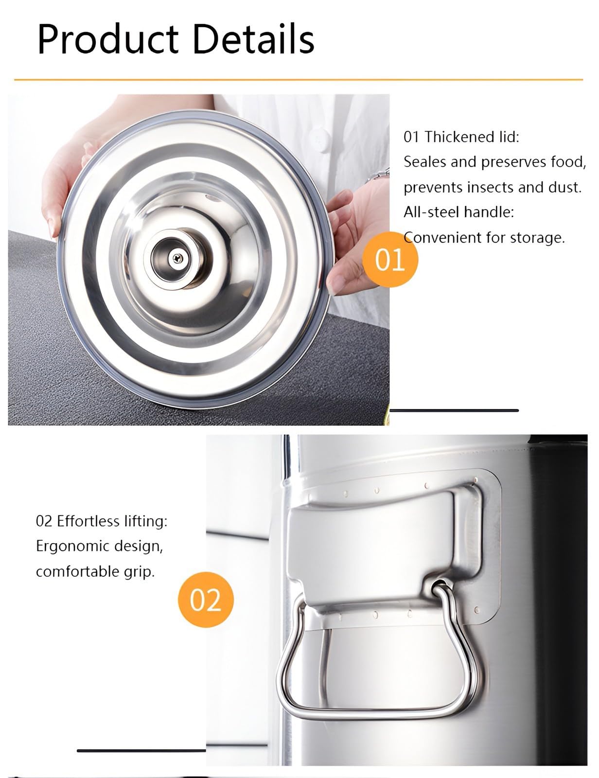 TransportbehäLter Aus Edelstahl 304, Luftdicht Verschlossener Metalleimer mit Gummidichtung, Dickwandiger, KorrosionsbestäNdiger AufbewahrungsbehäLter(22L)