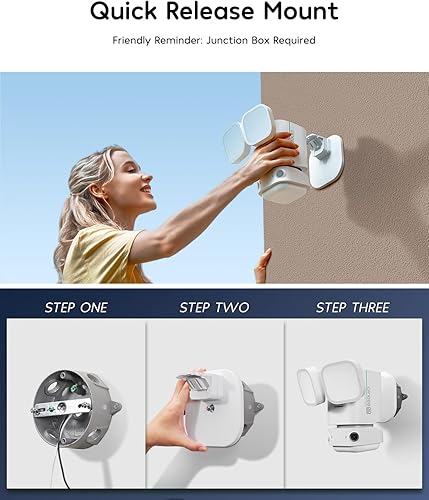 Miniatura 6 de winees Cámara de seguridad con reflector, cámara de seguridad inteligente con cable 2K QHD IP65 para exteriores, visión nocturna a color, FOV de 180