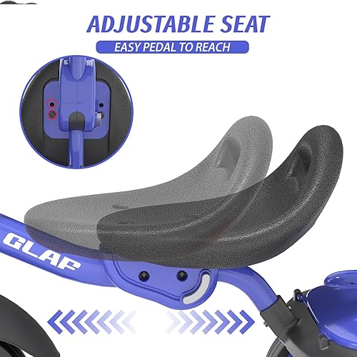 Miniatura 4 de Glaf Bicicleta para niños de 2 a 5 años, triciclo para niños pequeños de 1 a 3 años, triciclo con asiento ajustable y cesta de almacenamiento,