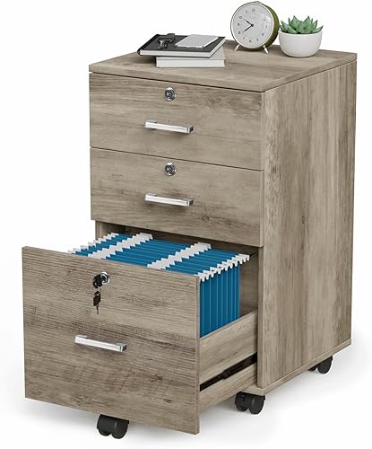 Miniatura 114 de VINGLI Archivador de 2 cajones con cerradura, archivadores rodantes para oficina en casa, soporte de impresora pequeño, organizador de archivos