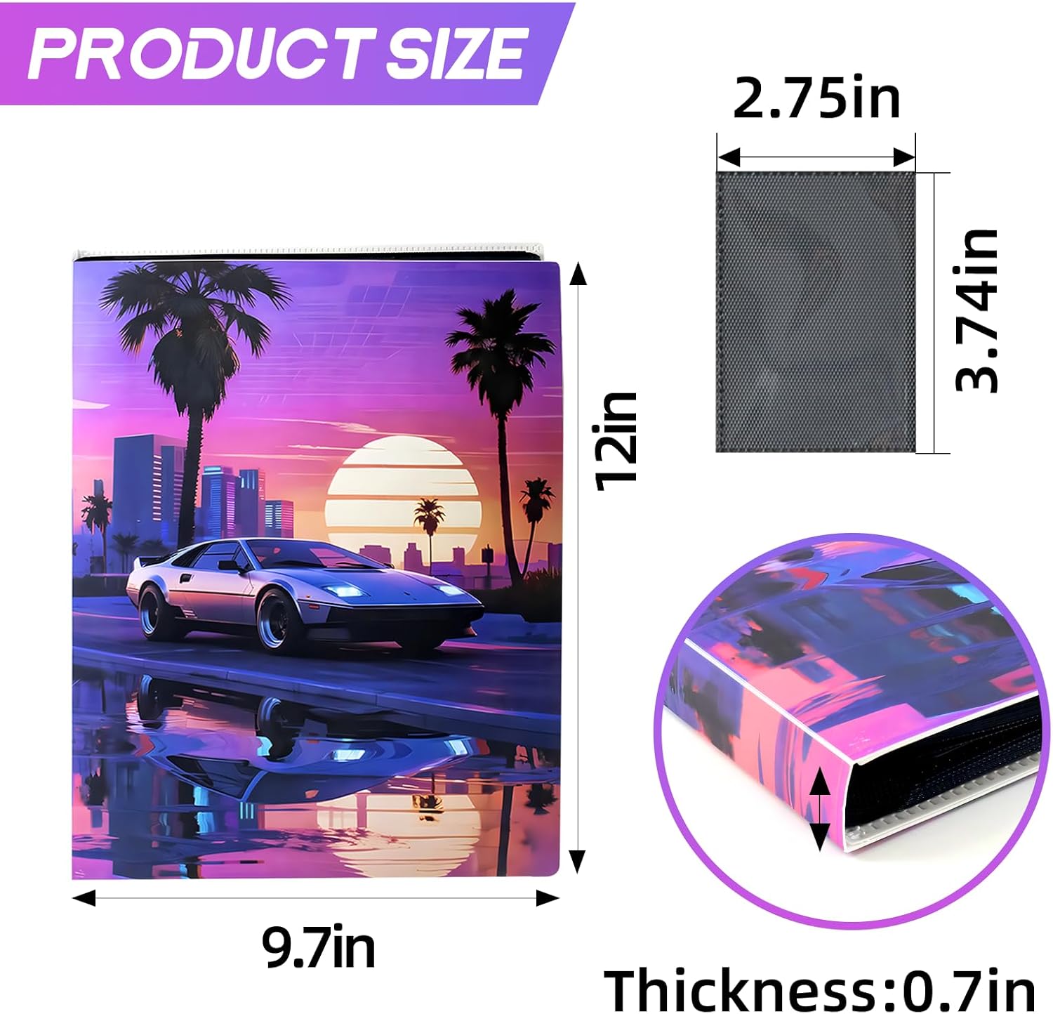 Card Binder 9 Pocket - 360 Card Capacity Trading Card Binder, Collector Album 20 Sleeves, Side Loading Collection Folder for MTG, TCG & Sports Cards - Ideal Gift for Boys & Girls (Purple)