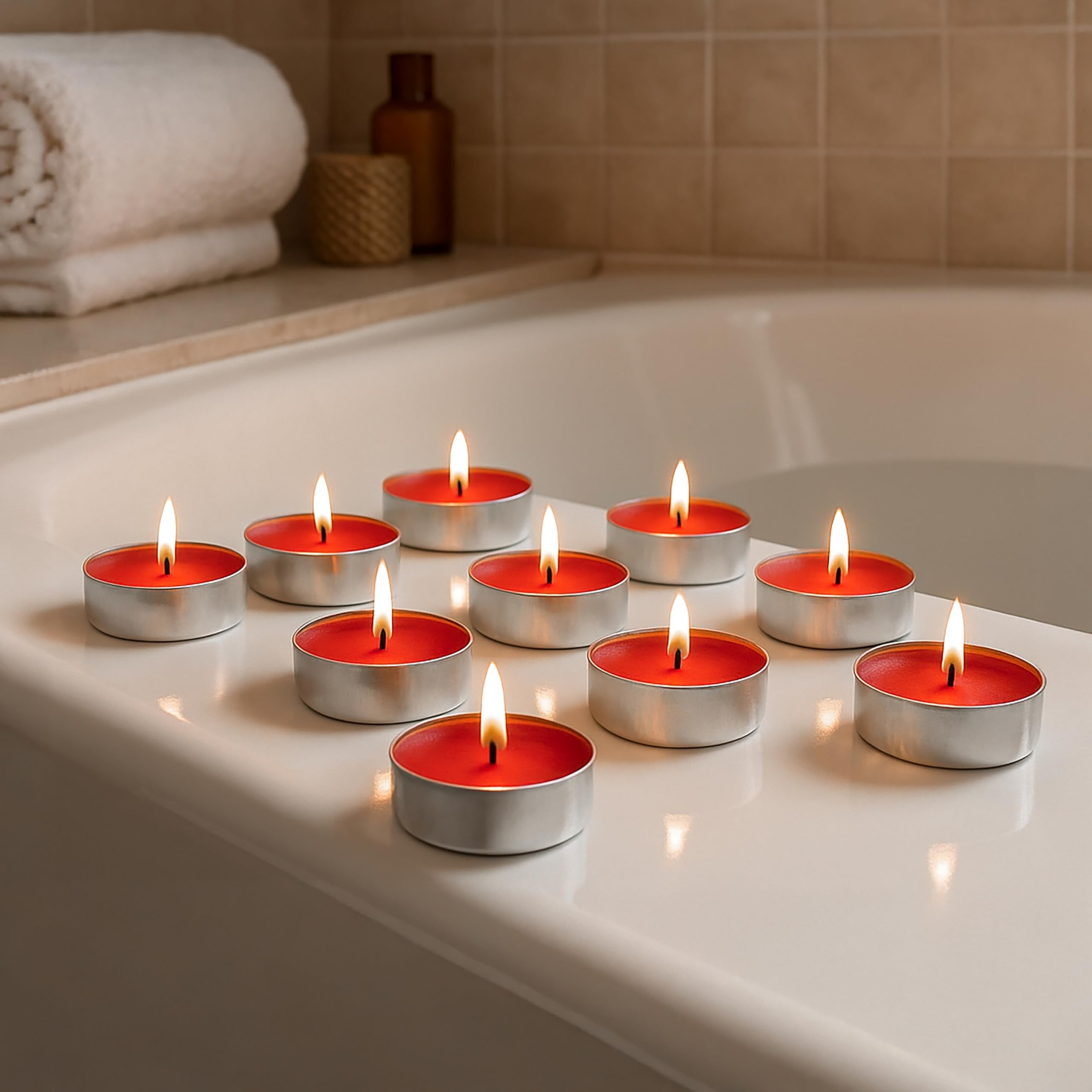 Marco Paul 10Pcs Berries Tea Lights Scented Candles – Long Burning Red Tealight Candles – 8 Hour Burn Time – Small Long Lasting Home Décor Candles for Christmas Festive Occasions