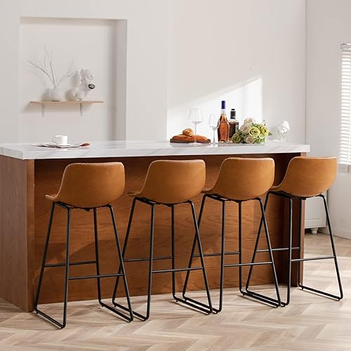 Miniatura 3 de HeuGah Juego de 4 taburetes de bar de altura de bar, taburetes de bar con respaldo, taburetes de bar modernos para isla de cocina, taburetes de bar