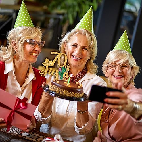 Miniatura 4 de Decoración para tartas de fiesta 70, Cheers to 70 años  Taco Bout 70, decoración tropical hawaiana mexicana de verano feliz 70 cumpleaños