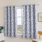 Floral Blackout Curtains Living Room Bedroom Curtains Thermal Insulated Curtains Room Darkening Curtains Printed Flower Leaf Window Treatments Drapes (A-Blueforal, 52W x 63L inch (2 Panels))