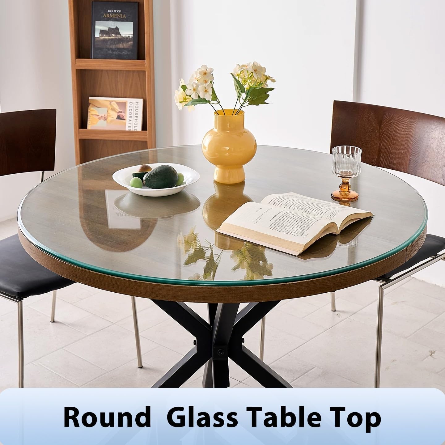 11 in - 28 in Round Table Top Replacement Glass Tabletop 1/4"(8mm) Thick, Clear Tempered Glass W/Safe Beveled Edge, for Coffee, Dining, End, Patio Tables(48cm/19in)