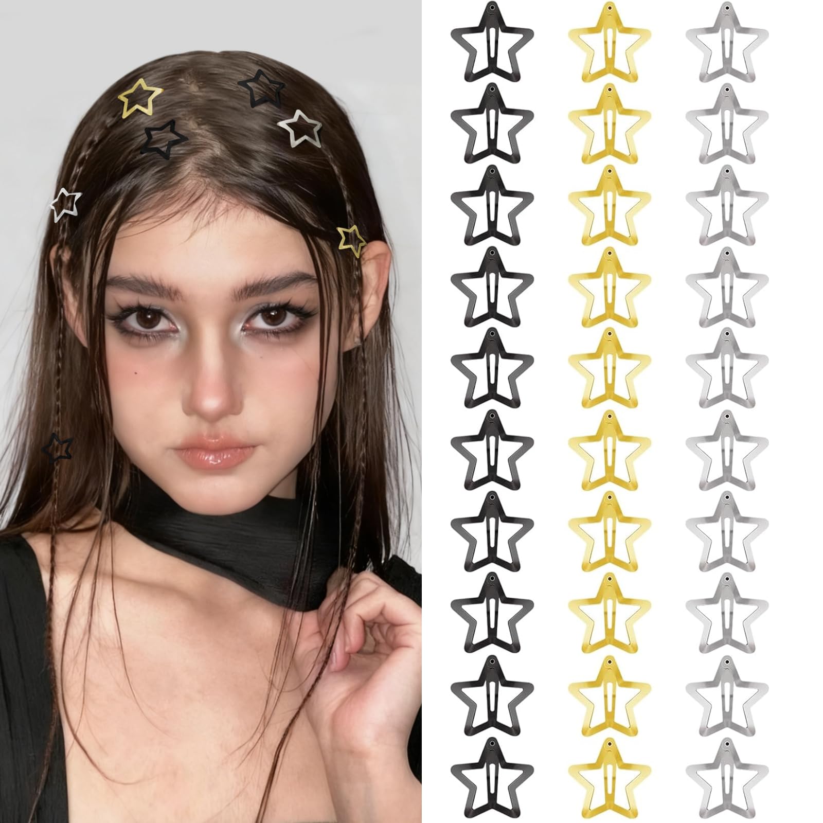 Y2K Star Hair Clips - 100 Pack Multicolor -28 Y2K Star Hair Clips - 100 Pack Multicolor -28