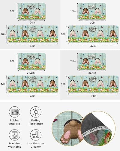 Vista 645 de Tapete de Feliz Navidad, tapete antideslizante para puerta delantera, baño, cocina, dormitorio, patio, entrada, 16 x 24 pulgadas, rojo, negro y verde