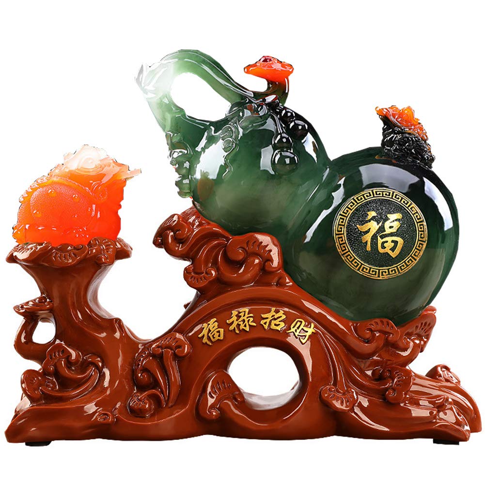 Cadeau de pendaison de crémaillère Feng Shui : sculpture Wu Lu et grenouille de chance