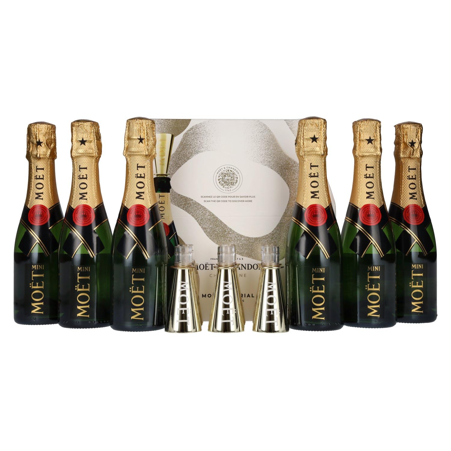 Mini Moet & Chandon Imperial Champagne 6 x 20cl + 6 Flutes Gift