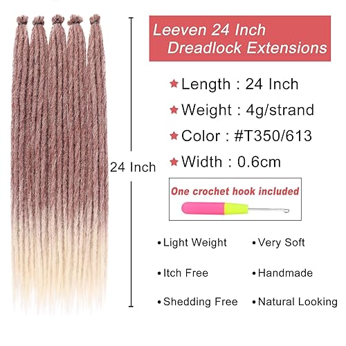 Miniatura 169 de Leeven Extensiones de rastas grises de 40 hebras, de 18 pulgadas, hechas a mano, suaves, de 0.2 in de ancho, extensiones de cabello sintético