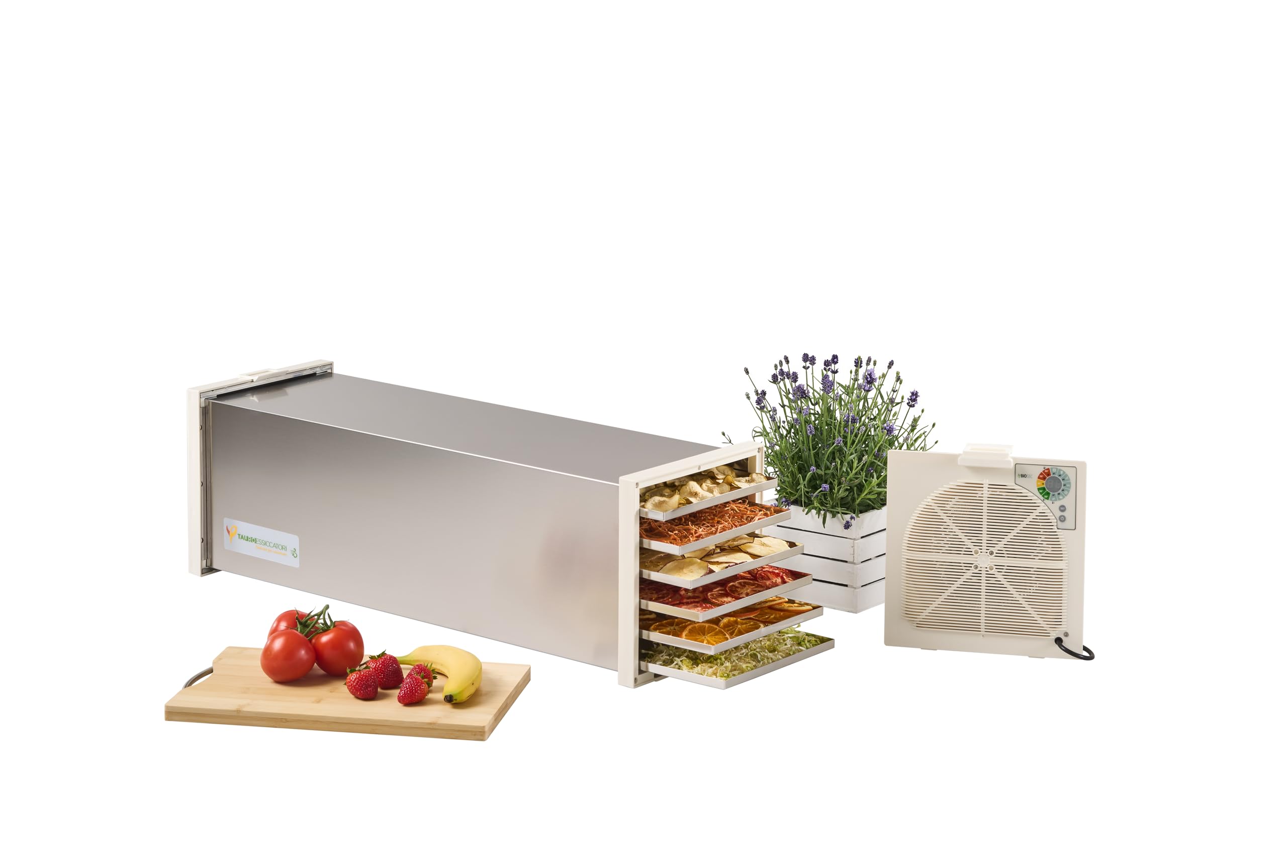Tauro Essiccatori, Essiccatore Alimentare Biosec Deluxe B12, 100% MADE IN ITALY in acciaio inox con 12 cestelli, potenza 550W essicca fino a 7Kg